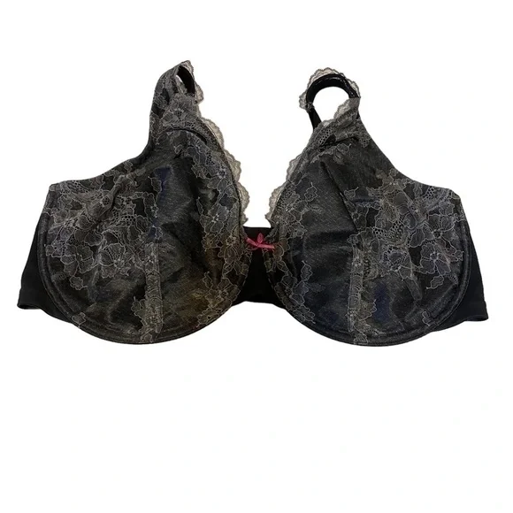 CACIQUE Full Figure Lightly Lined Full Coverage Black Lace Bra - Picture 4 of 8